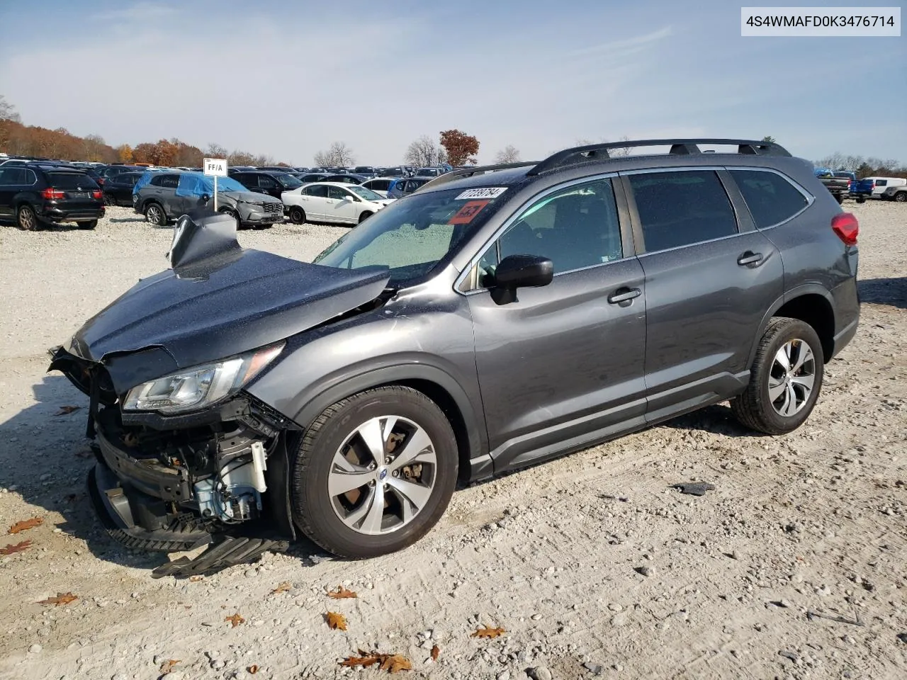 2019 Subaru Ascent Premium VIN: 4S4WMAFD0K3476714 Lot: 77239784