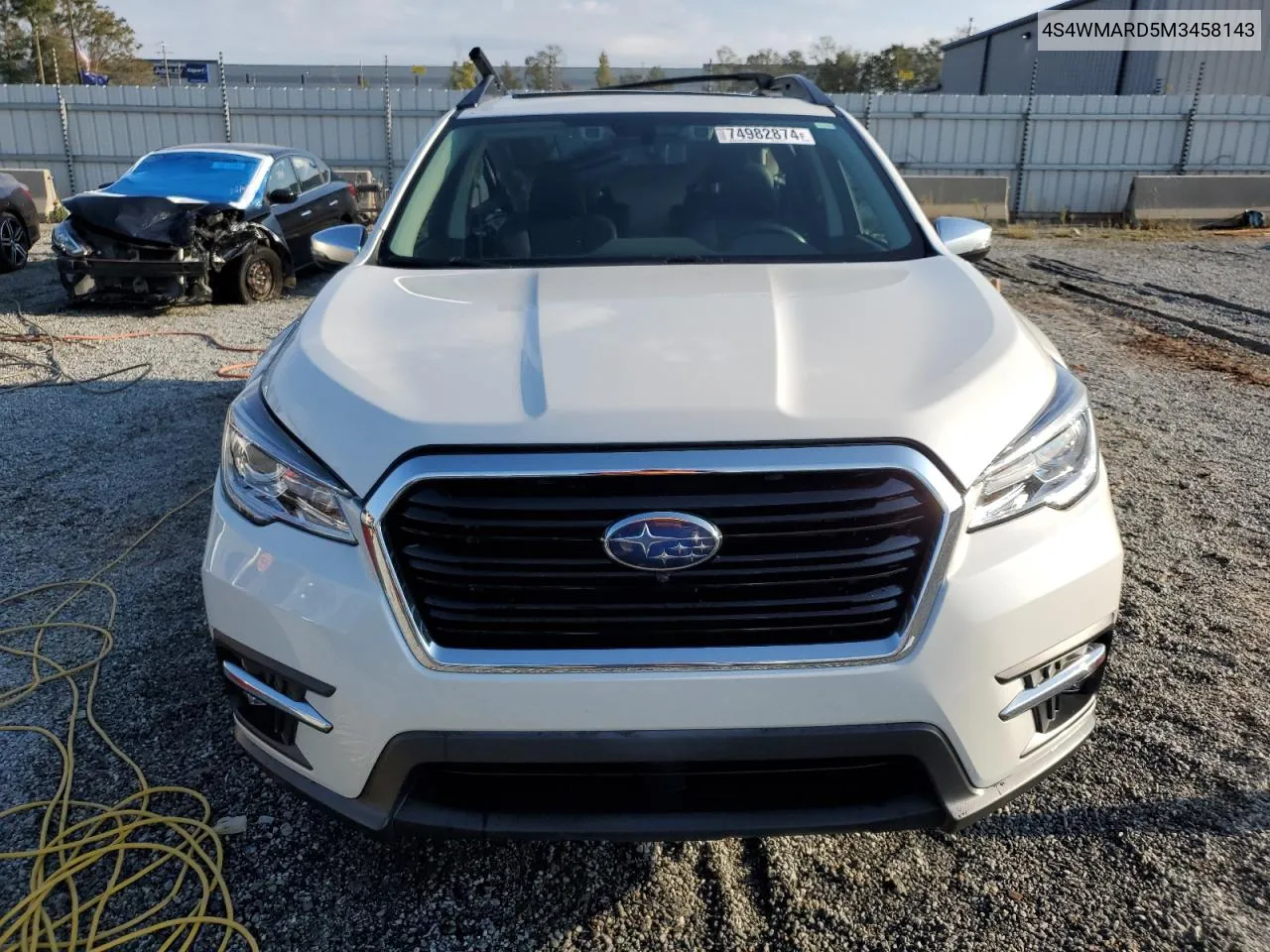 2021 Subaru Ascent Touring VIN: 4S4WMARD5M3458143 Lot: 74982874