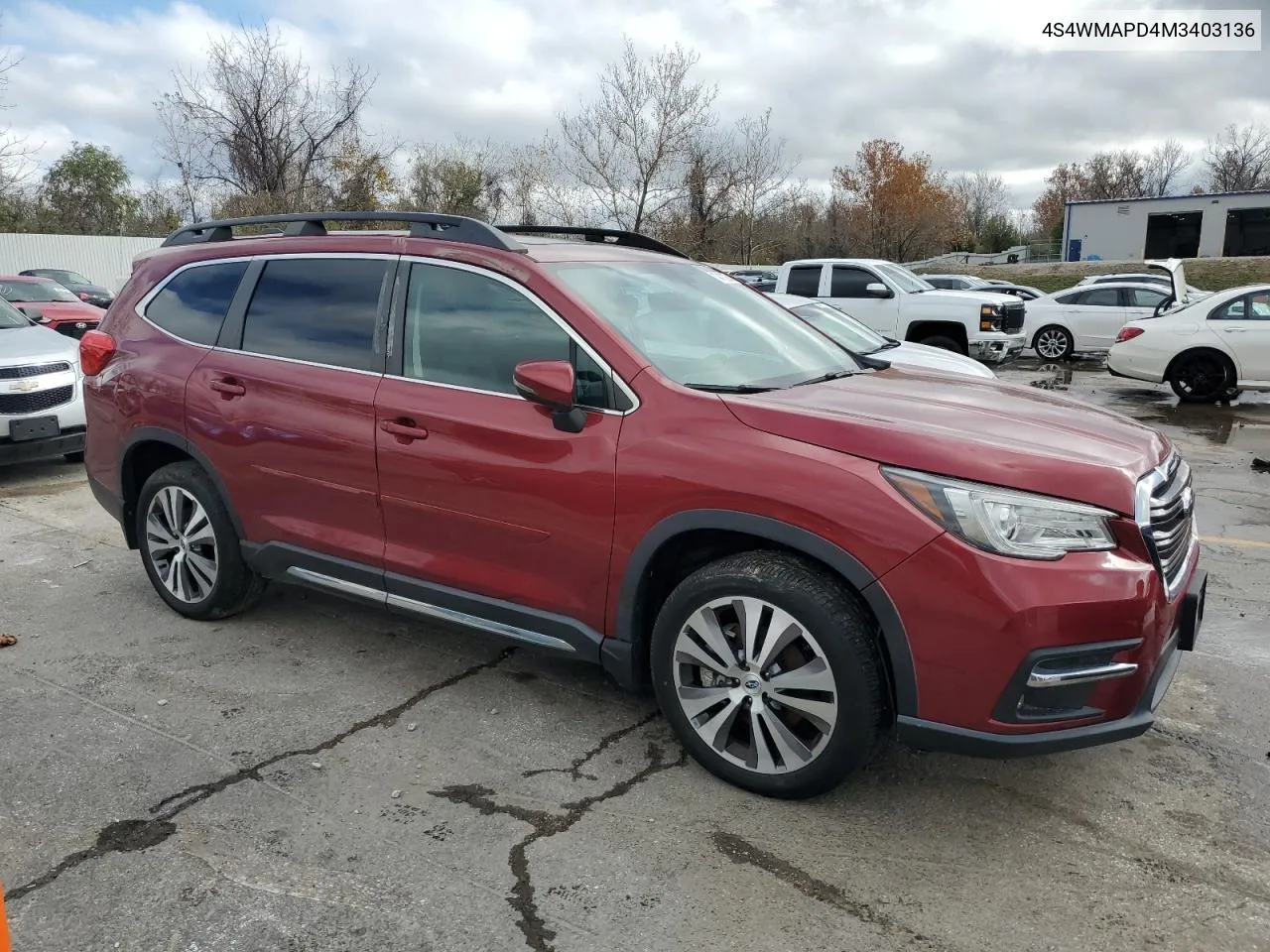 2021 Subaru Ascent Limited VIN: 4S4WMAPD4M3403136 Lot: 79473284