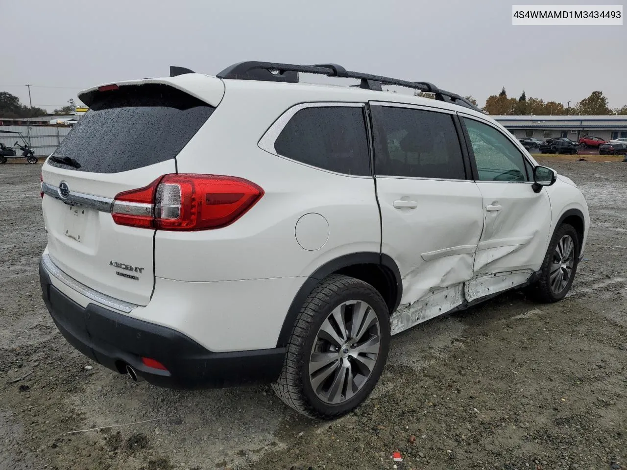 2021 Subaru Ascent Limited VIN: 4S4WMAMD1M3434493 Lot: 80147544