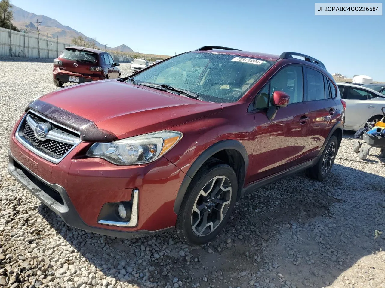 2016 Subaru Crosstrek Premium VIN: JF2GPABC4GG226584 Lot: 72822864