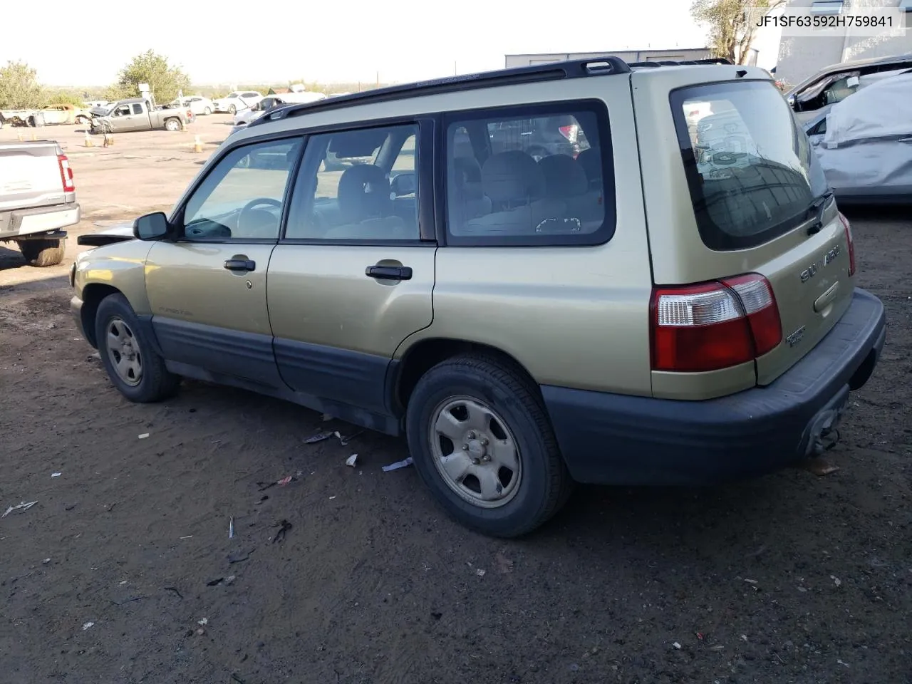 2002 Subaru Forester L VIN: JF1SF63592H759841 Lot: 70664084