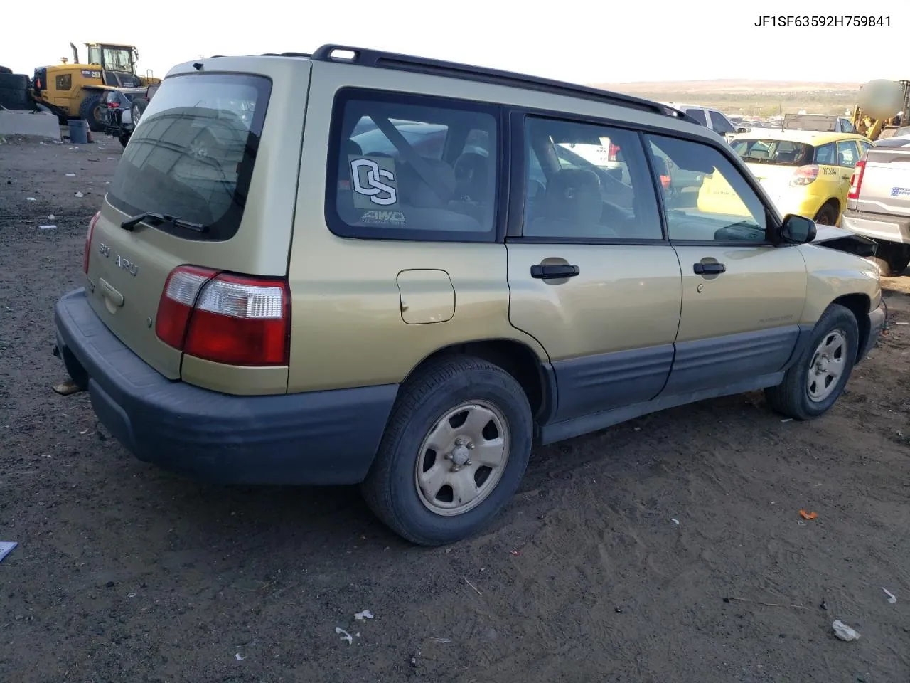 2002 Subaru Forester L VIN: JF1SF63592H759841 Lot: 70664084