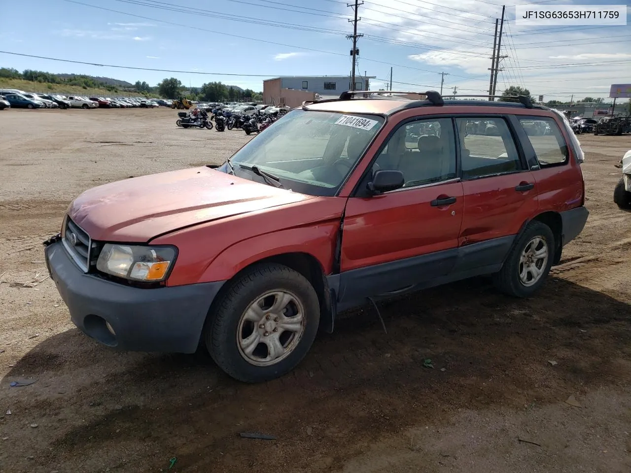 2003 Subaru Forester 2.5X VIN: JF1SG63653H711759 Lot: 71041694