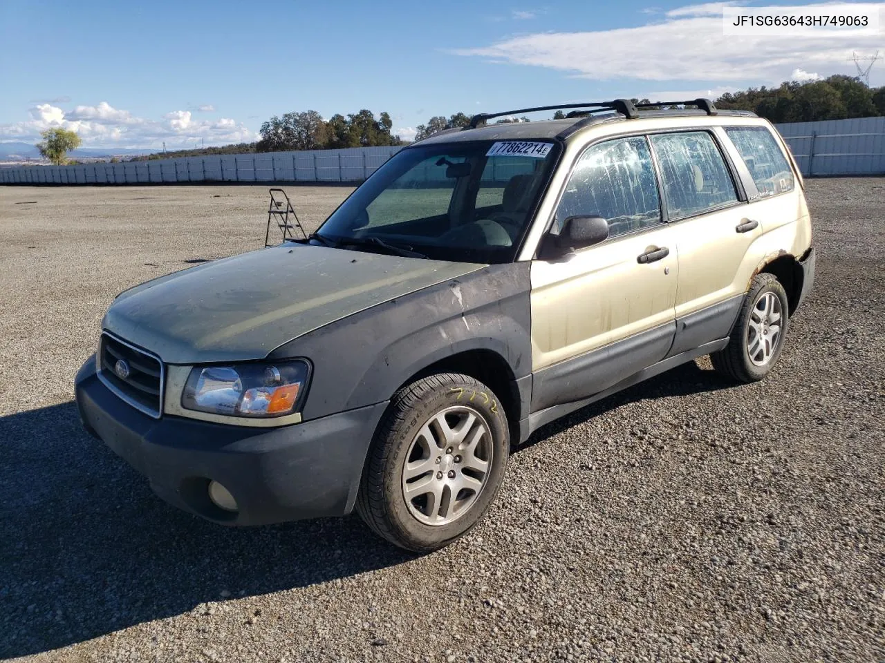 2003 Subaru Forester 2.5X VIN: JF1SG63643H749063 Lot: 77862214