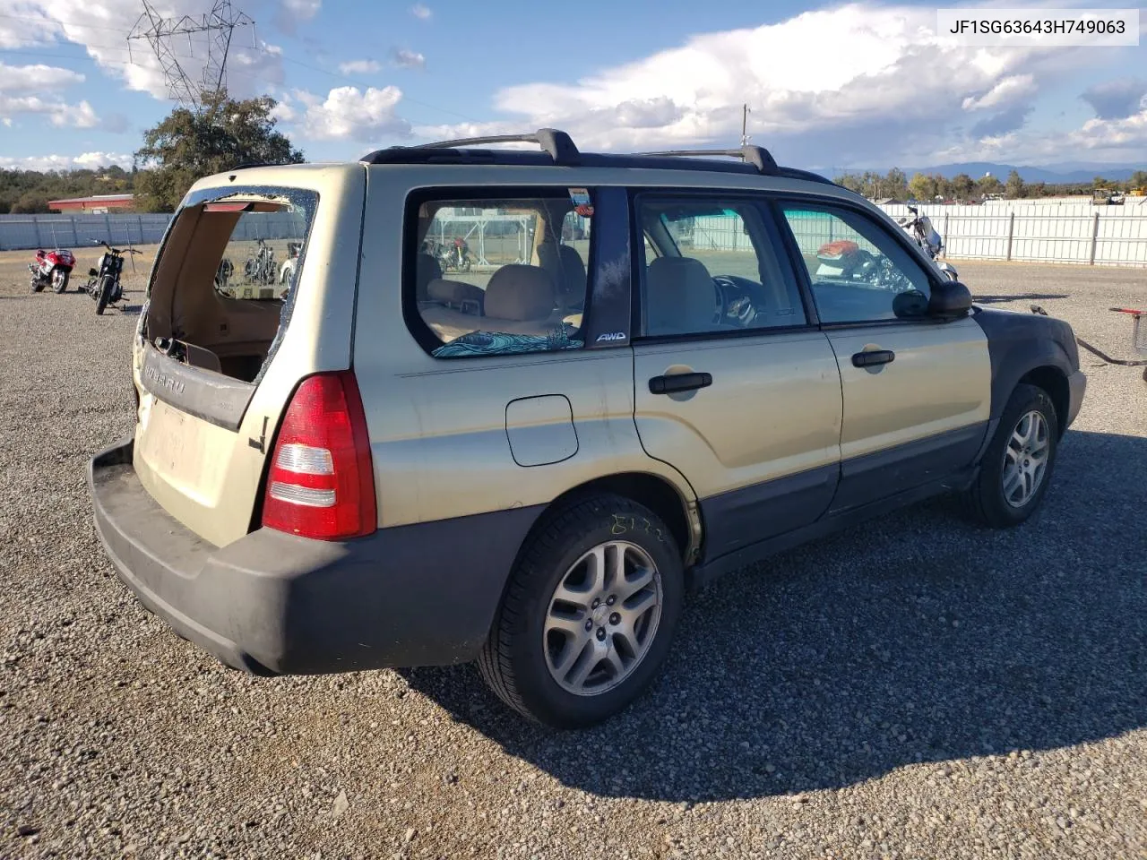 2003 Subaru Forester 2.5X VIN: JF1SG63643H749063 Lot: 77862214