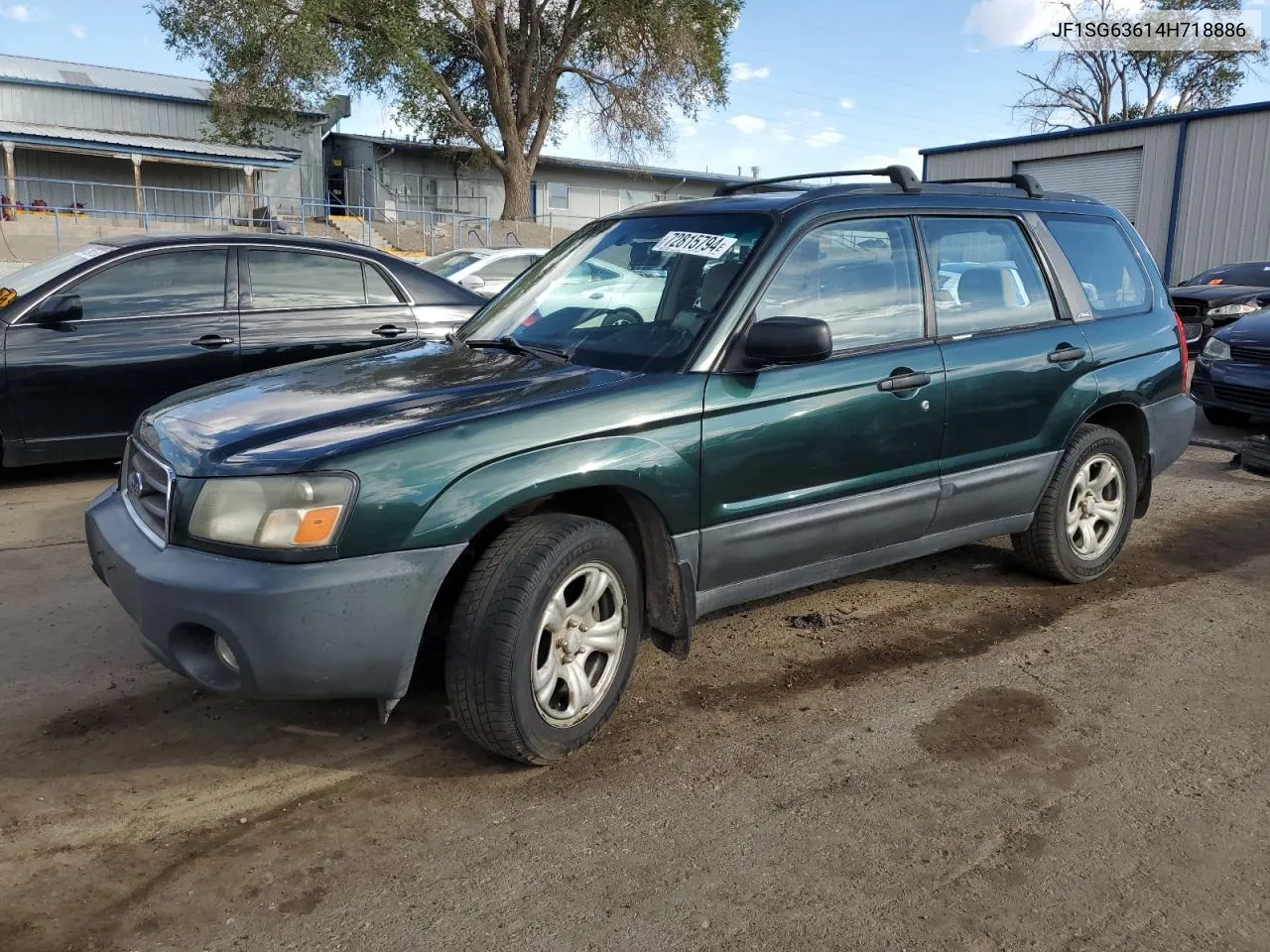 2004 Subaru Forester 2.5X VIN: JF1SG63614H718886 Lot: 72815794