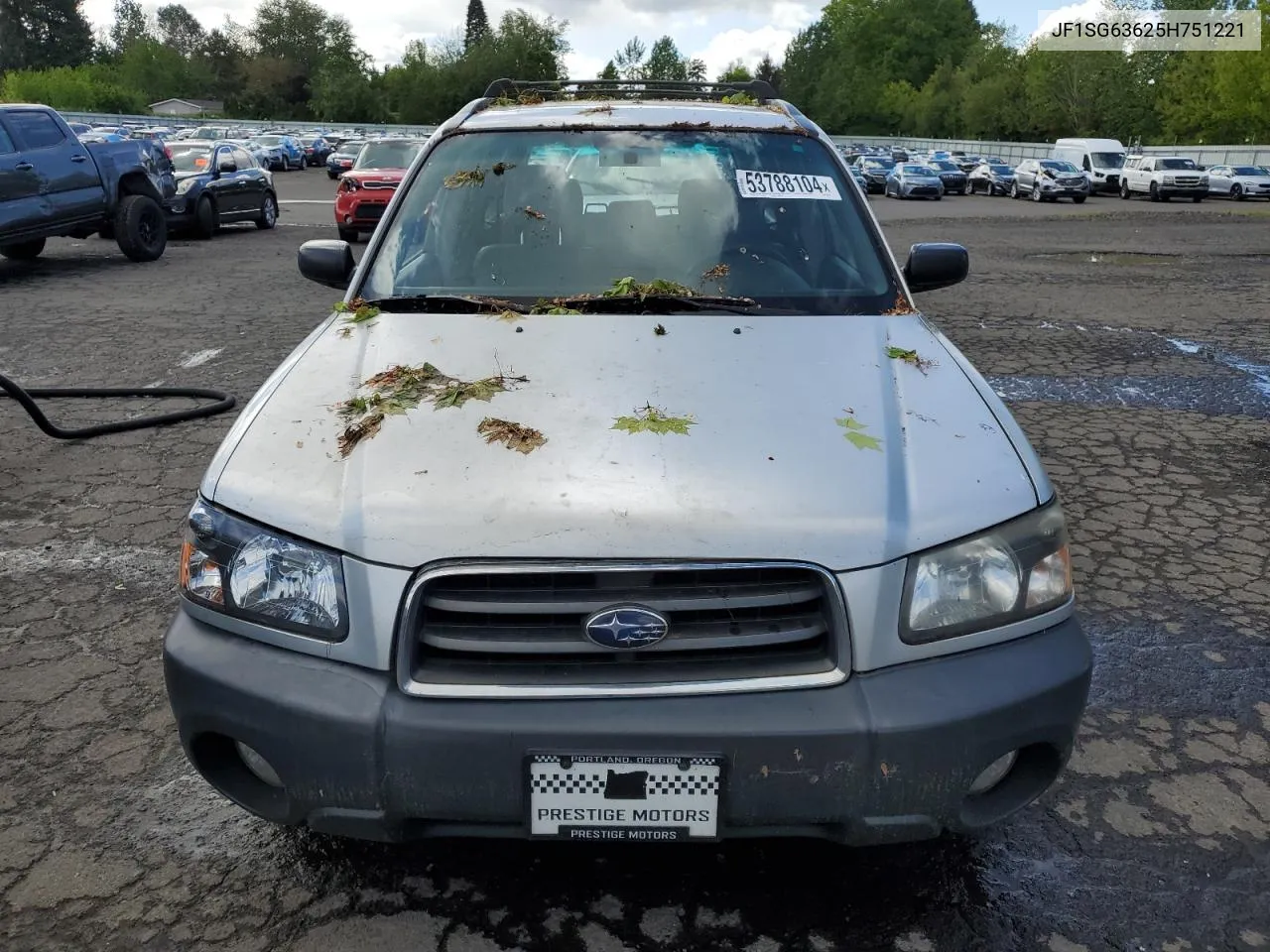 2005 Subaru Forester 2.5X VIN: JF1SG63625H751221 Lot: 53788104