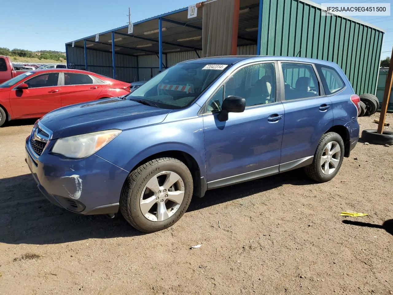 2014 Subaru Forester 2.5I VIN: JF2SJAAC9EG451500 Lot: 72042314