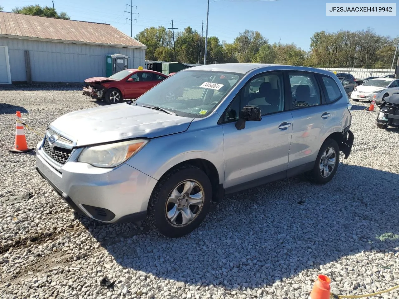 2014 Subaru Forester 2.5I VIN: JF2SJAACXEH419942 Lot: 74454864