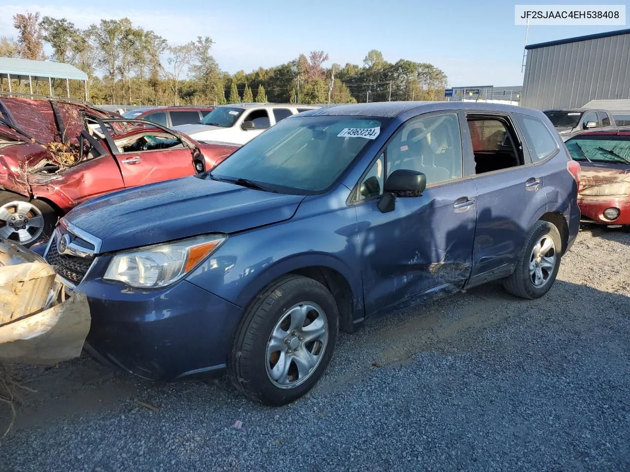 2014 Subaru Forester 2.5I VIN: JF2SJAAC4EH538408 Lot: 74963234