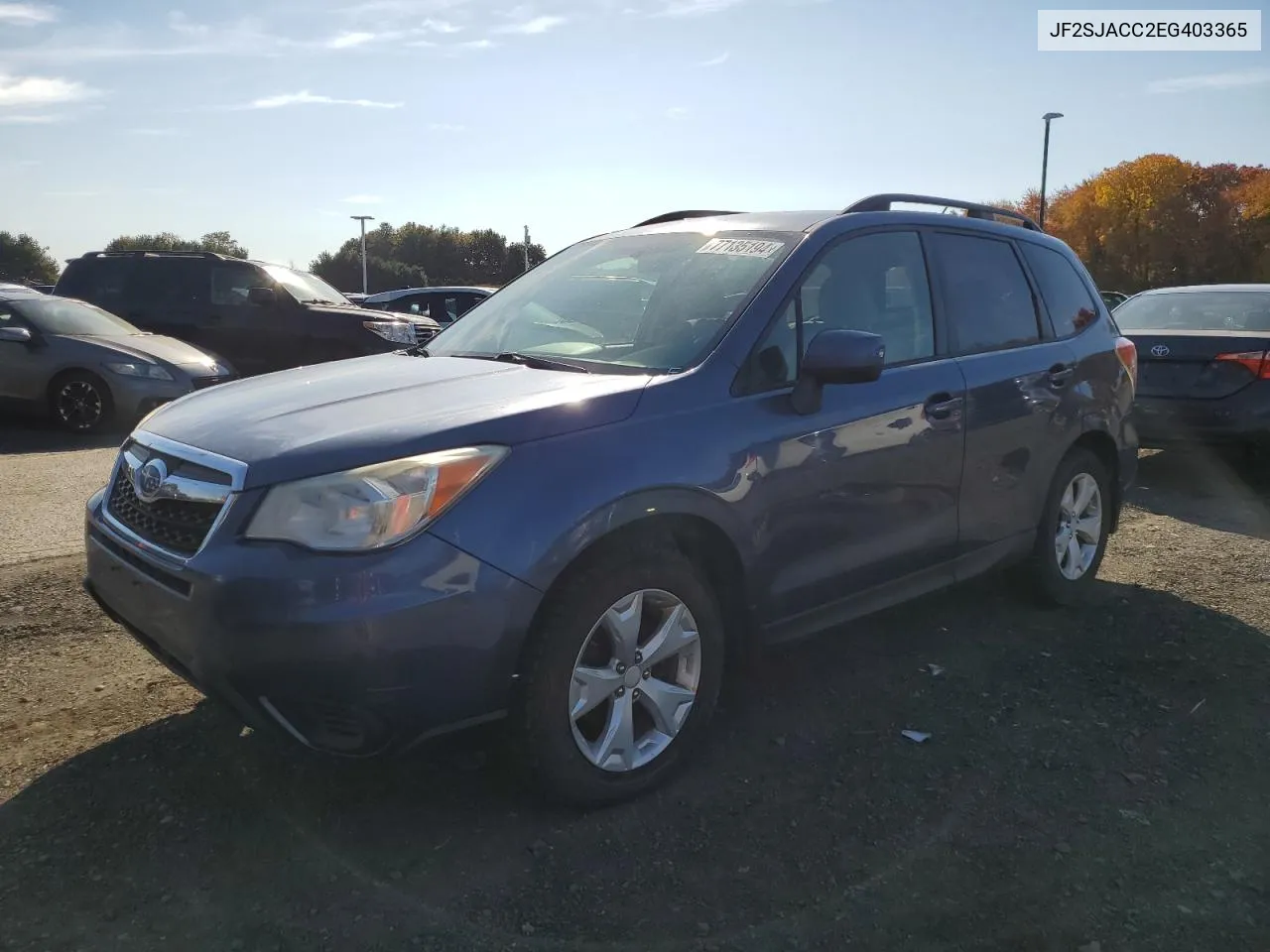 2014 Subaru Forester 2.5I Premium VIN: JF2SJACC2EG403365 Lot: 77135194