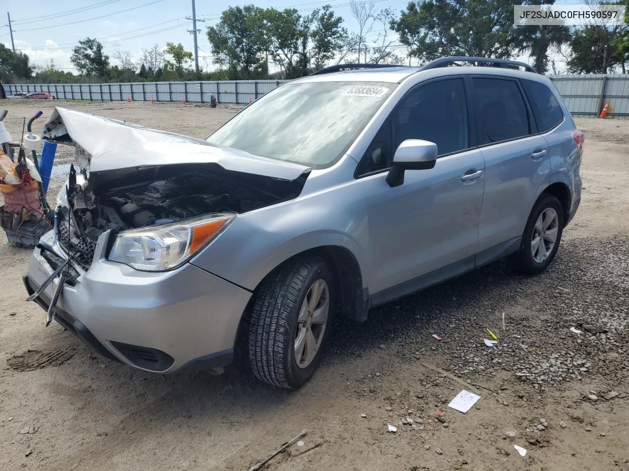 2015 Subaru Forester 2.5I Premium VIN: JF2SJADC0FH590597 Lot: 63683694