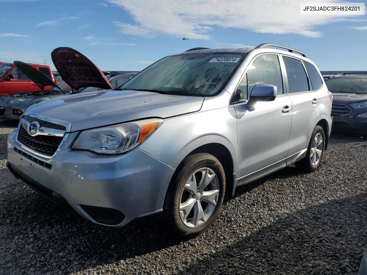 2015 Subaru Forester 2.5I Premium VIN: JF2SJADC3FH824201 Lot: 74220074