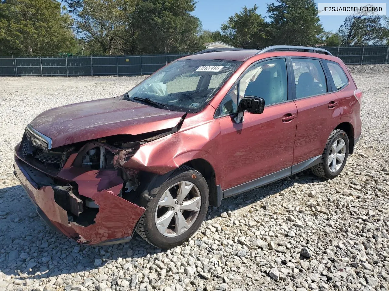 2015 Subaru Forester 2.5I VIN: JF2SJABC8FH430860 Lot: 75101414