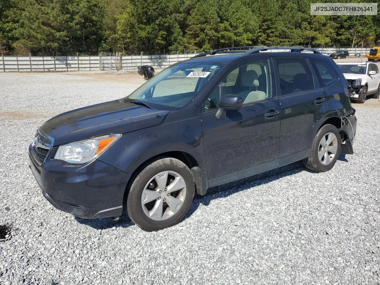 2015 Subaru Forester 2.5I Premium VIN: JF2SJADC7FH826341 Lot: 75629234