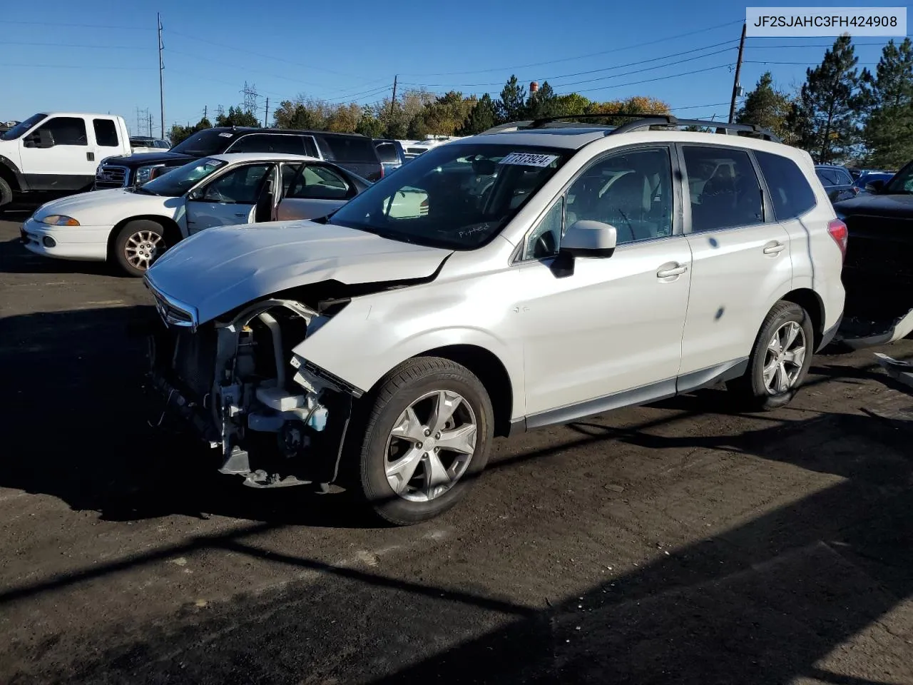 2015 Subaru Forester 2.5I Limited VIN: JF2SJAHC3FH424908 Lot: 77373924