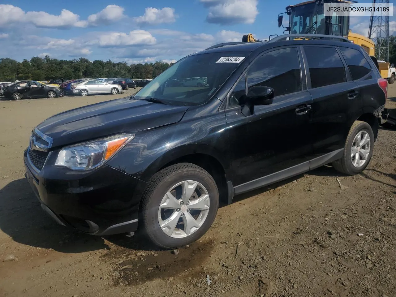 2016 Subaru Forester 2.5I Premium VIN: JF2SJADCXGH514189 Lot: 72383404