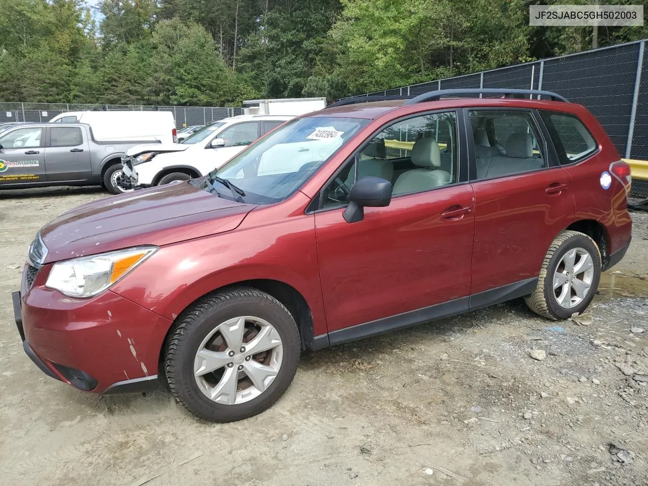 2016 Subaru Forester 2.5I VIN: JF2SJABC5GH502003 Lot: 74303964