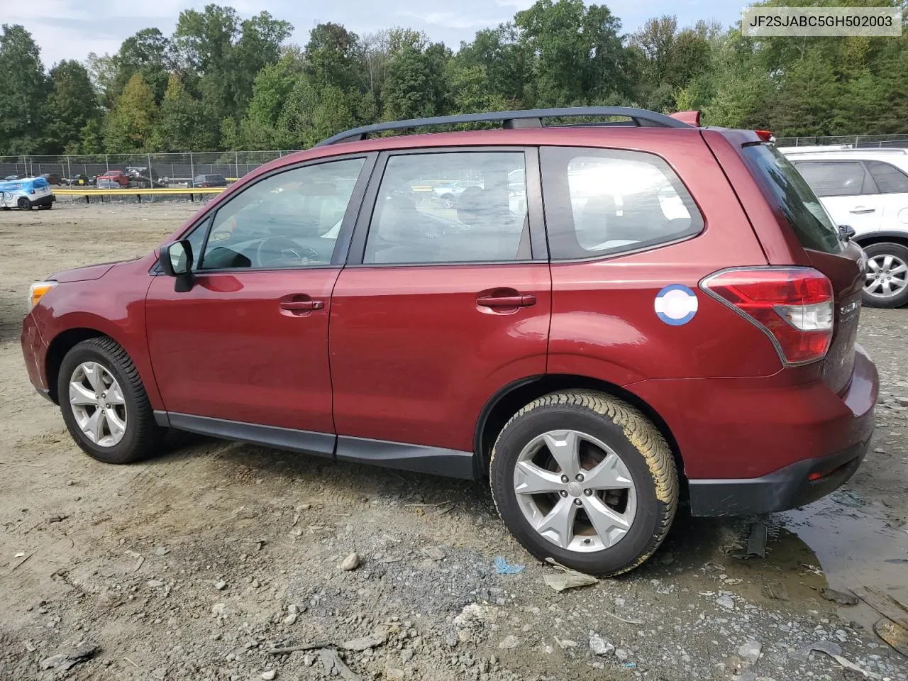 2016 Subaru Forester 2.5I VIN: JF2SJABC5GH502003 Lot: 74303964