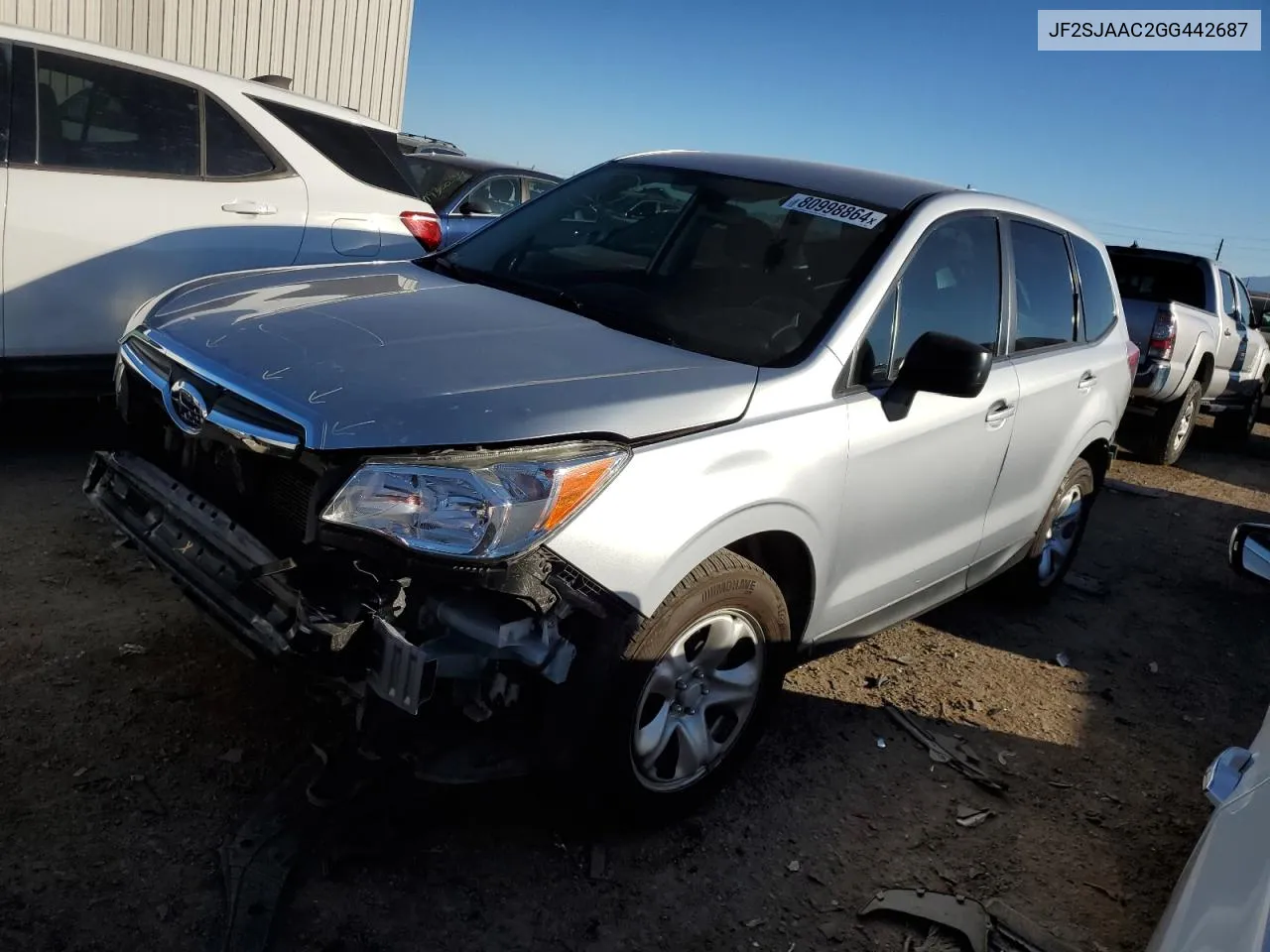 2016 Subaru Forester 2.5I VIN: JF2SJAAC2GG442687 Lot: 80998864