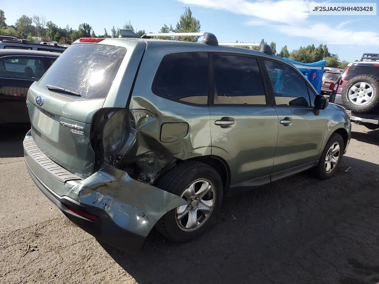 2017 Subaru Forester 2.5I VIN: JF2SJAAC9HH403428 Lot: 62950194