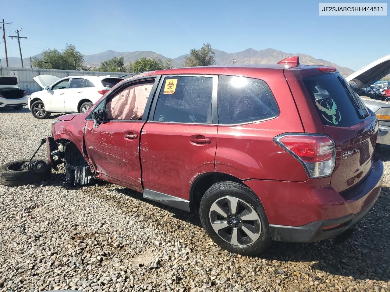 2017 Subaru Forester 2.5I VIN: JF2SJABC5HH444511 Lot: 72175914