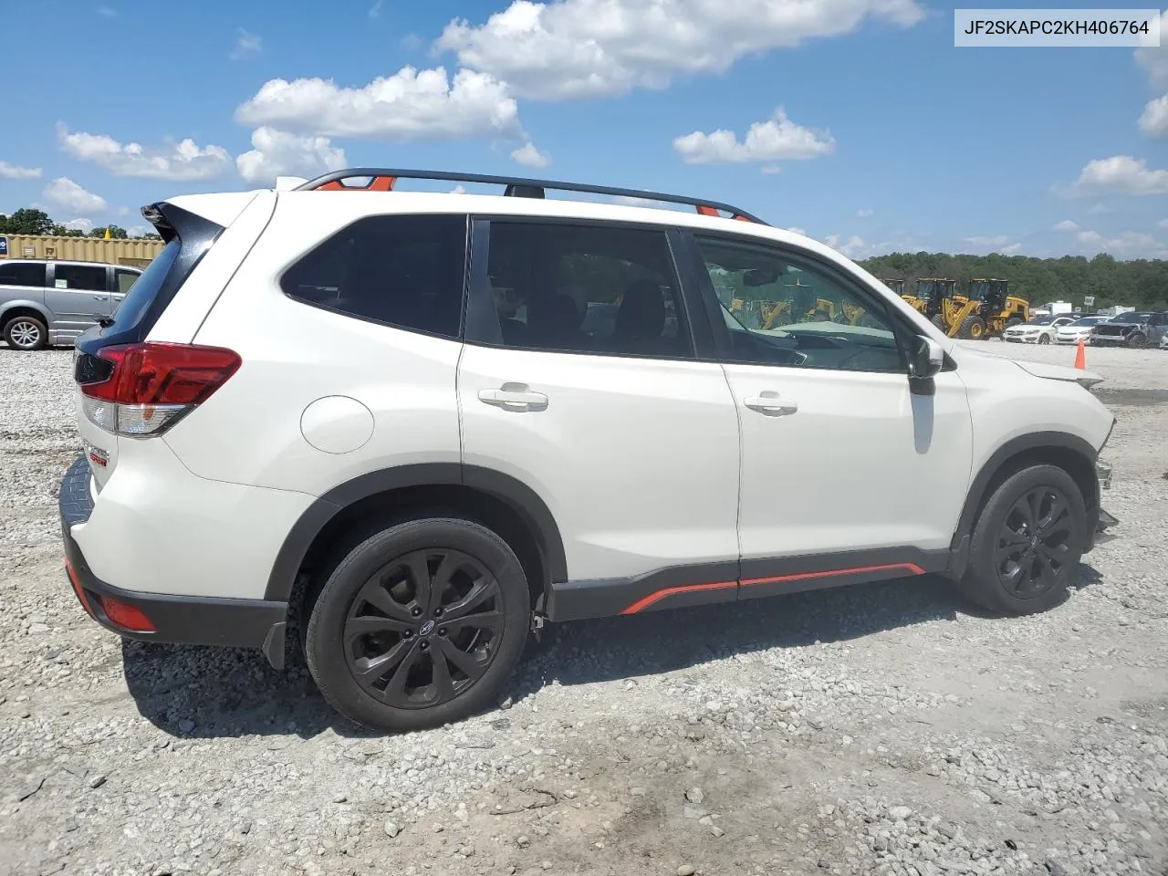 2019 Subaru Forester Sport VIN: JF2SKAPC2KH406764 Lot: 68072954