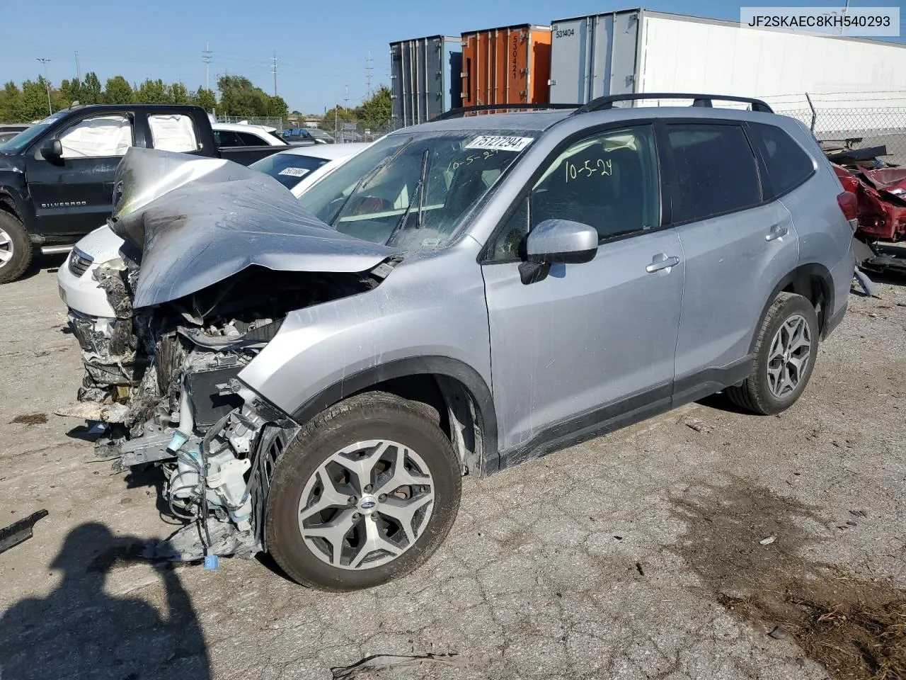 2019 Subaru Forester Premium VIN: JF2SKAEC8KH540293 Lot: 75127294