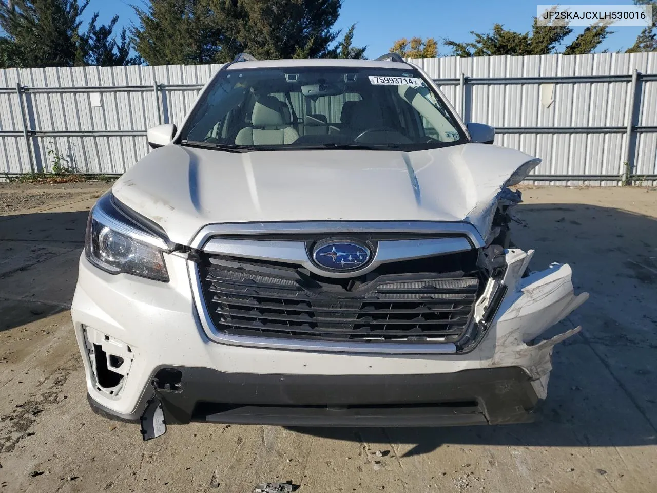 2020 Subaru Forester Premium VIN: JF2SKAJCXLH530016 Lot: 75993714