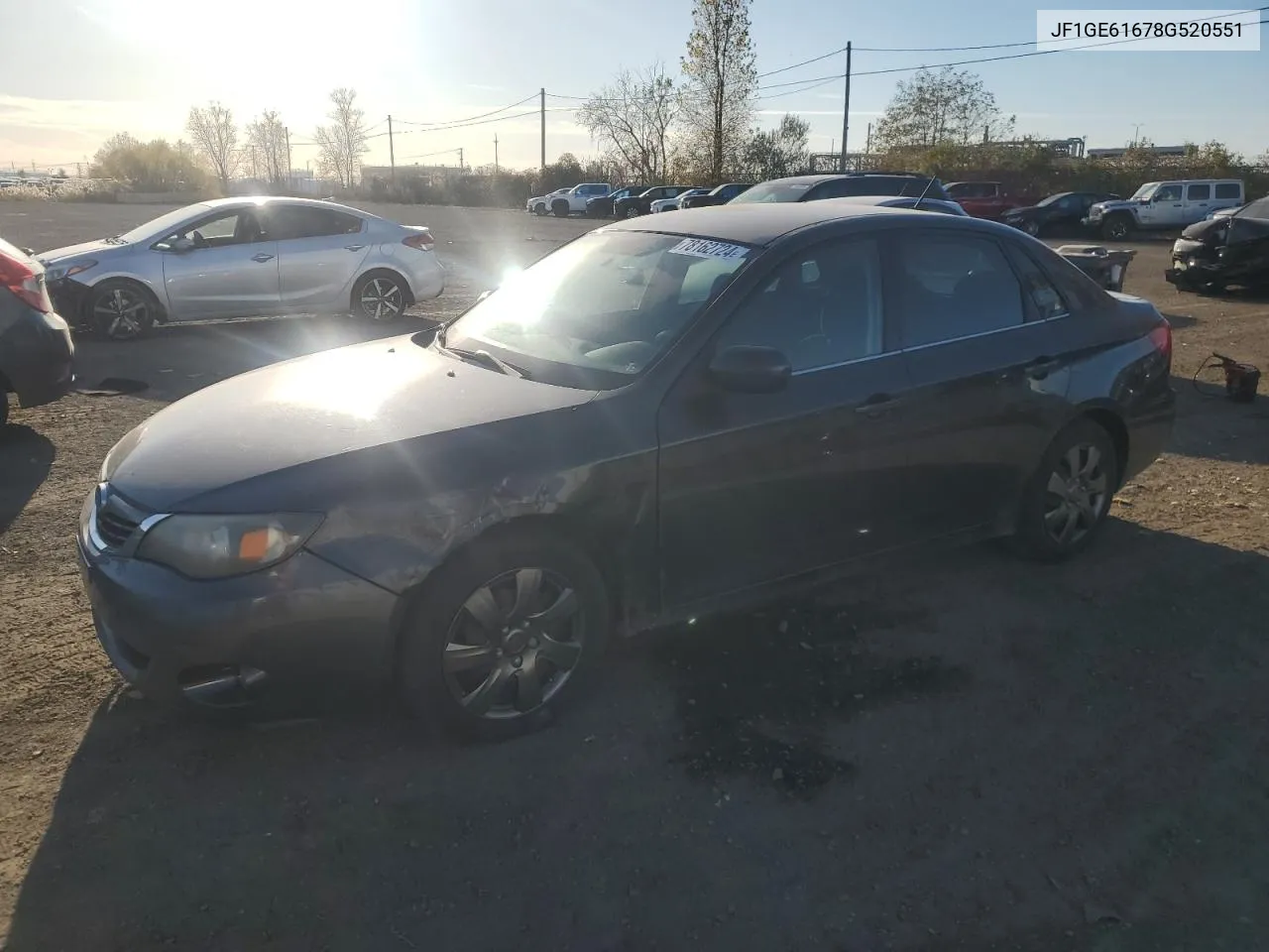 2008 Subaru Impreza 2.5I VIN: JF1GE61678G520551 Lot: 78162724