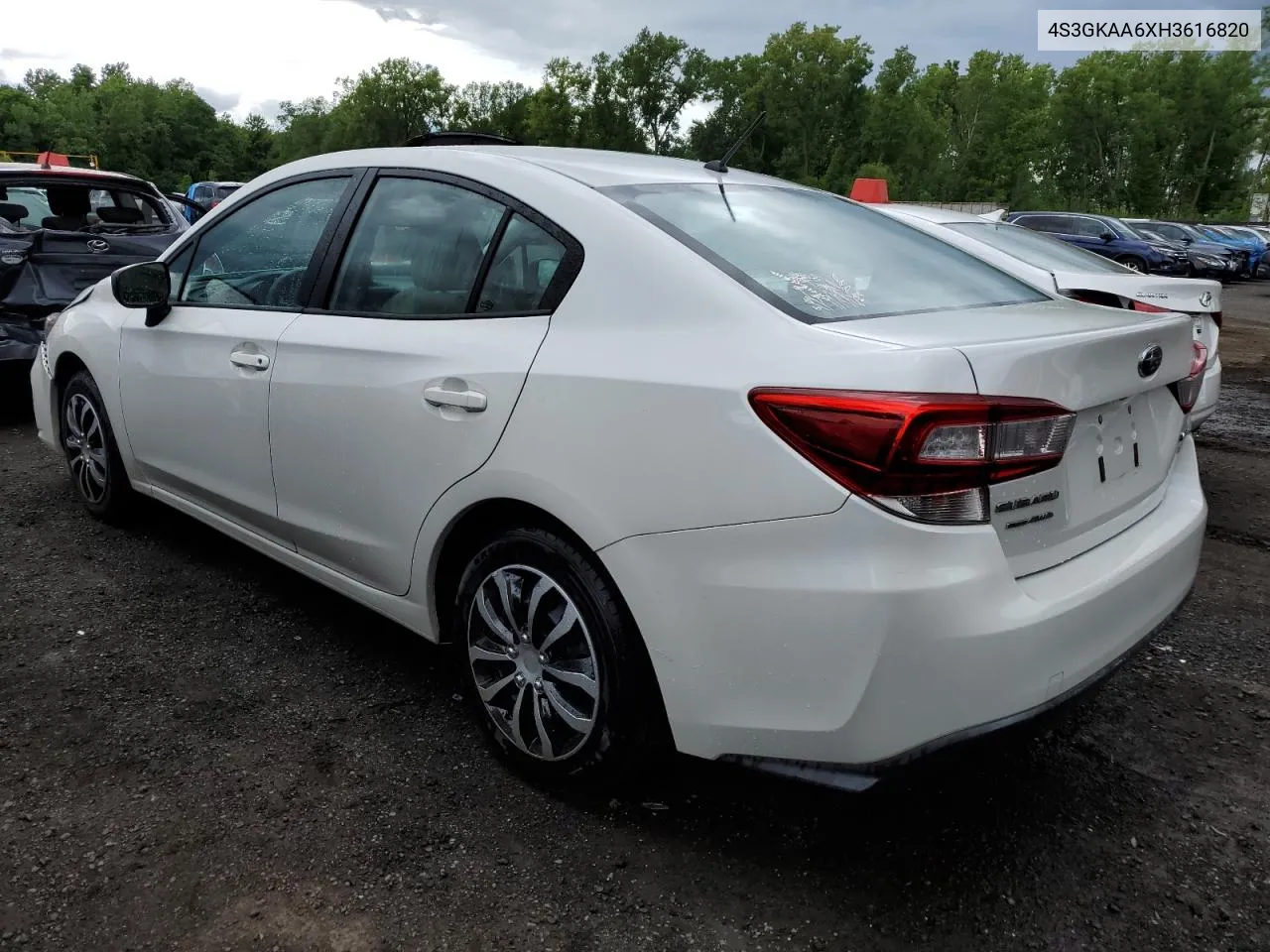 2017 Subaru Impreza VIN: 4S3GKAA6XH3616820 Lot: 59242214