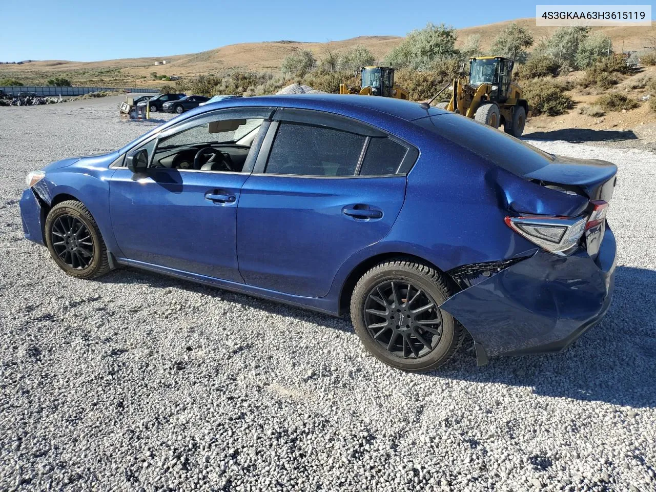 2017 Subaru Impreza VIN: 4S3GKAA63H3615119 Lot: 66790684