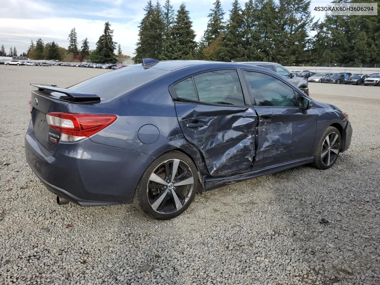 2017 Subaru Impreza Sport VIN: 4S3GKAK60H3606294 Lot: 77702544