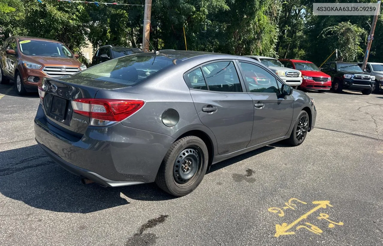 2018 Subaru Impreza VIN: 4S3GKAA63J3609259 Lot: 69956784