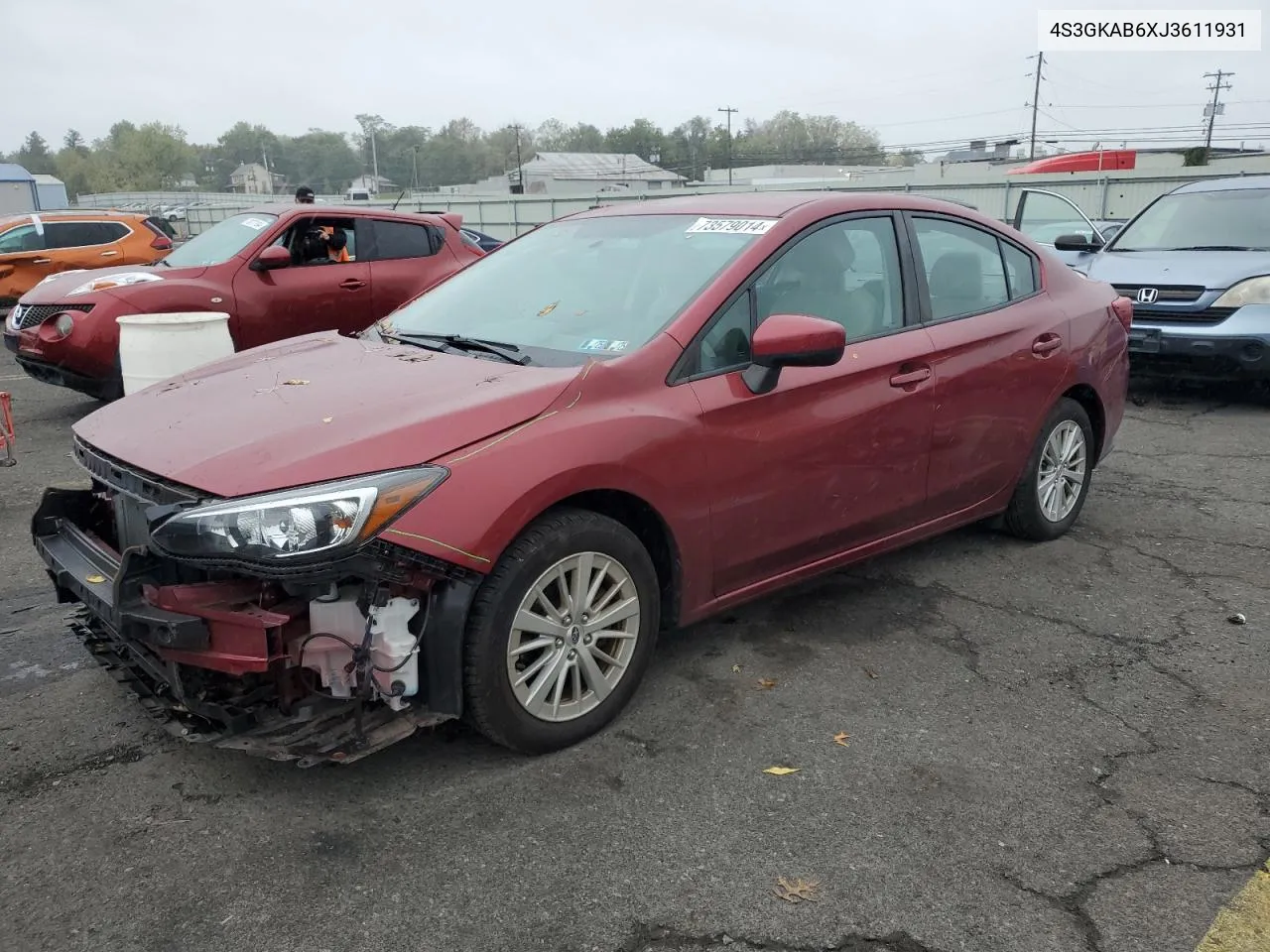 2018 Subaru Impreza Premium VIN: 4S3GKAB6XJ3611931 Lot: 73579014