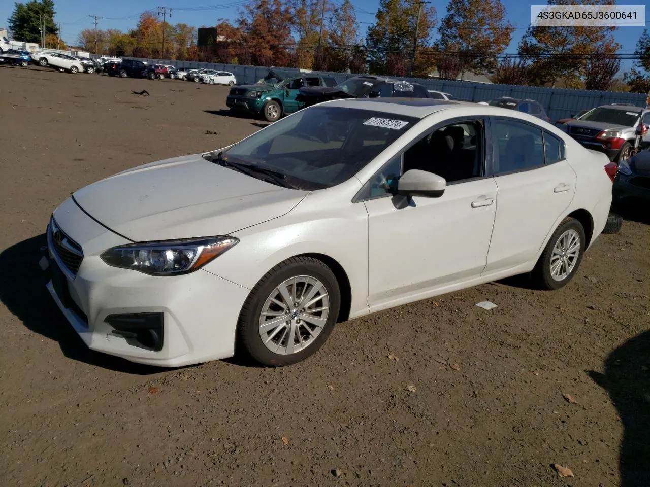 2018 Subaru Impreza Premium Plus VIN: 4S3GKAD65J3600641 Lot: 77187274