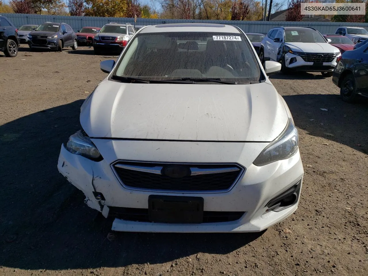 2018 Subaru Impreza Premium Plus VIN: 4S3GKAD65J3600641 Lot: 77187274