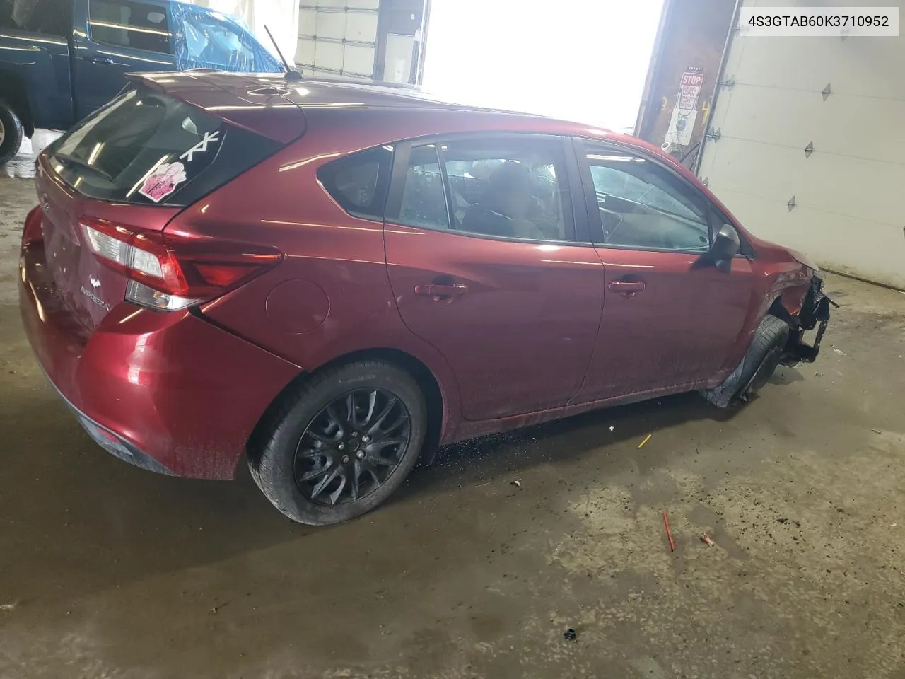 2019 Subaru Impreza VIN: 4S3GTAB60K3710952 Lot: 68424454