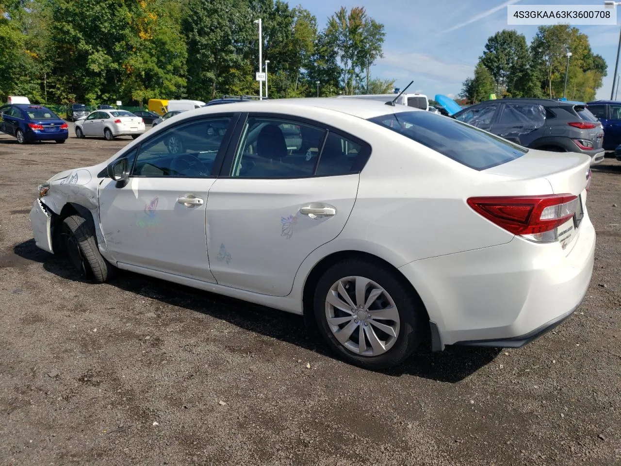 2019 Subaru Impreza VIN: 4S3GKAA63K3600708 Lot: 72766654