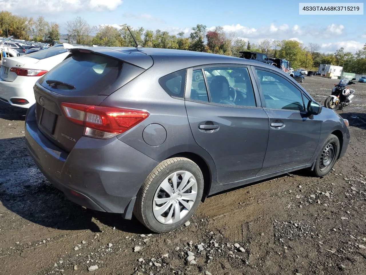 2019 Subaru Impreza VIN: 4S3GTAA68K3715219 Lot: 75740614