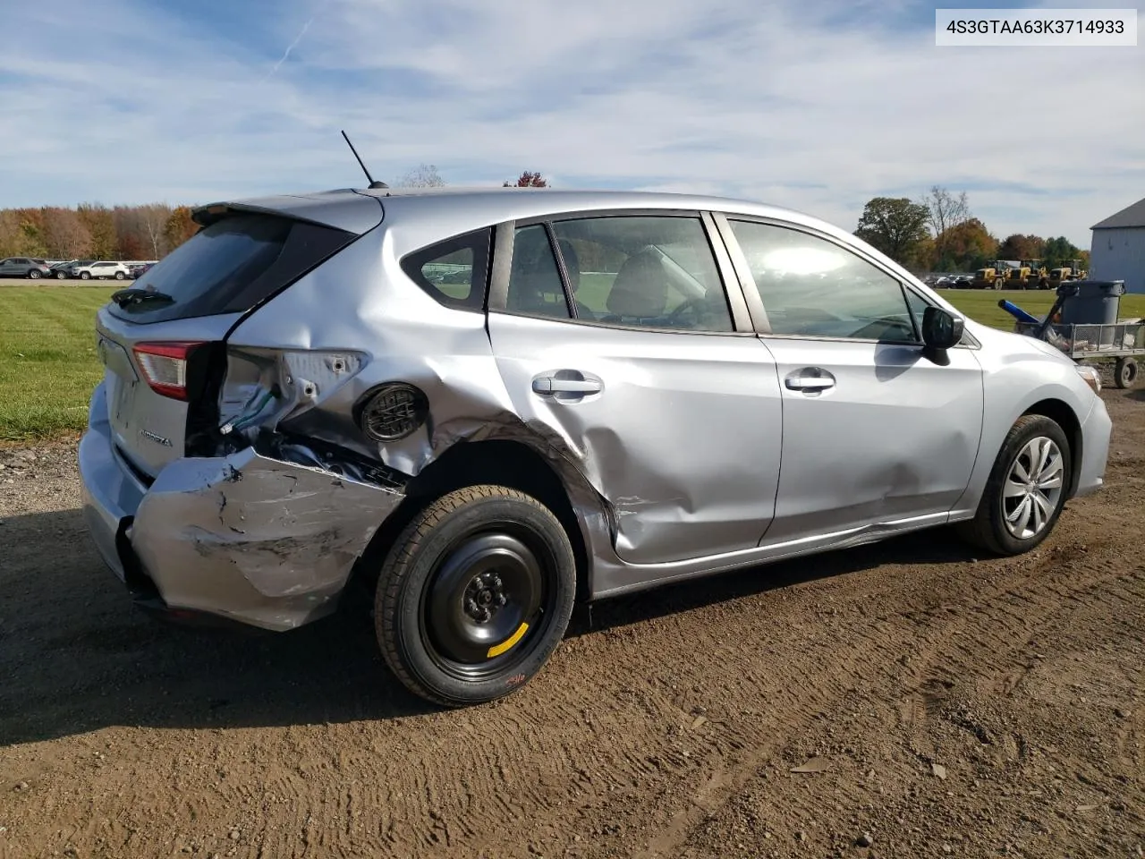 2019 Subaru Impreza VIN: 4S3GTAA63K3714933 Lot: 78033084