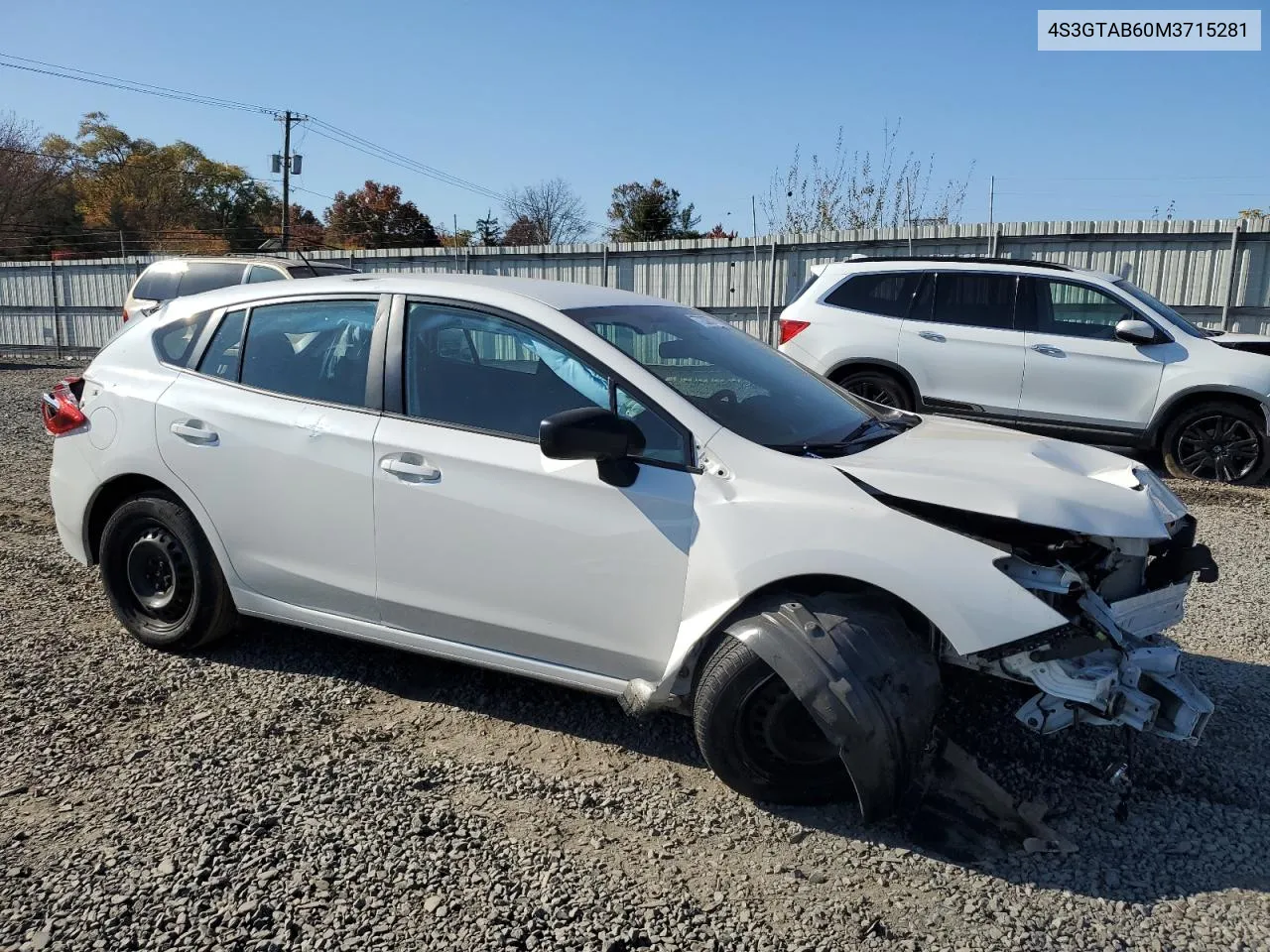 2021 Subaru Impreza VIN: 4S3GTAB60M3715281 Lot: 77238774