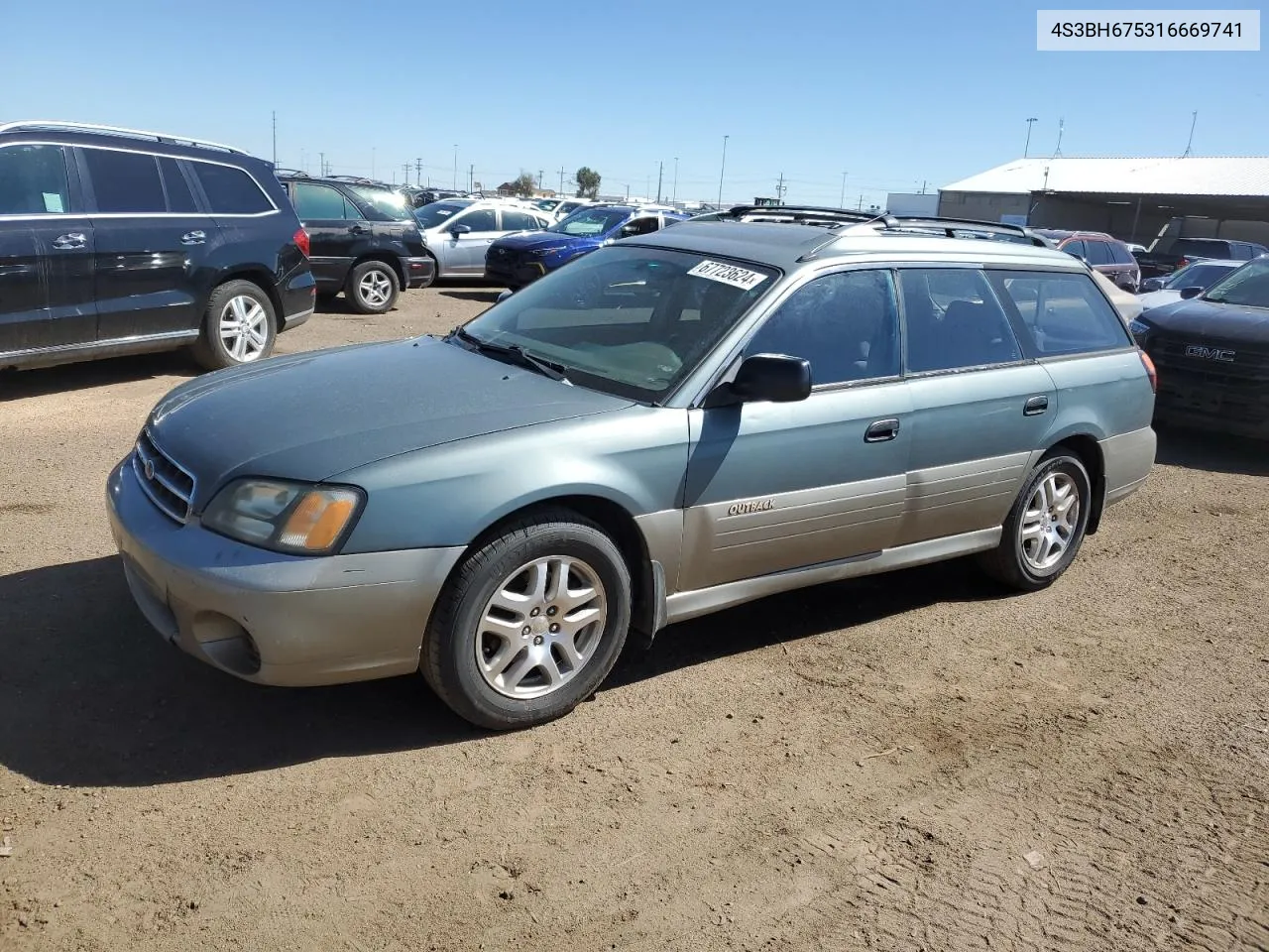 2001 Subaru Legacy Outback Awp VIN: 4S3BH675316669741 Lot: 67723624