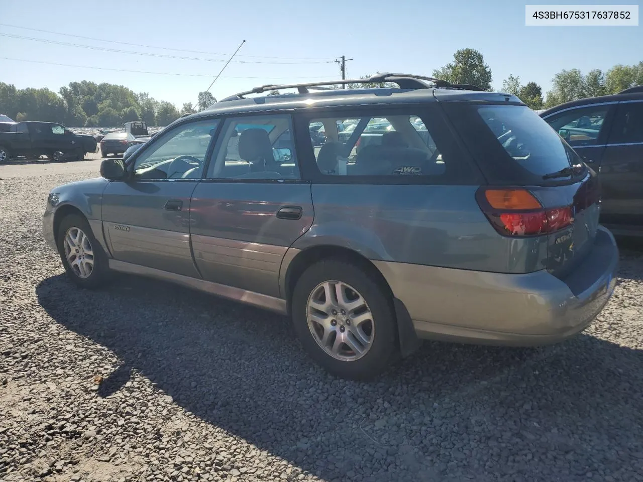 2001 Subaru Legacy Outback Awp VIN: 4S3BH675317637852 Lot: 69712344