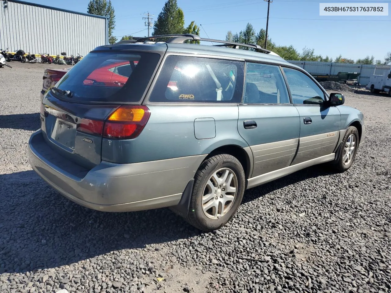 2001 Subaru Legacy Outback Awp VIN: 4S3BH675317637852 Lot: 69712344