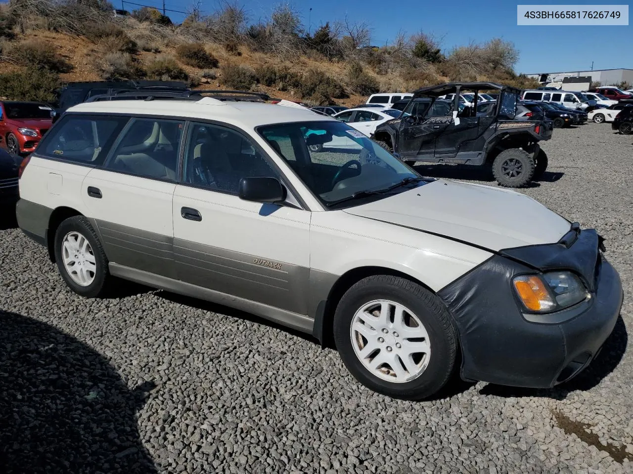 2001 Subaru Legacy Outback VIN: 4S3BH665817626749 Lot: 72957274