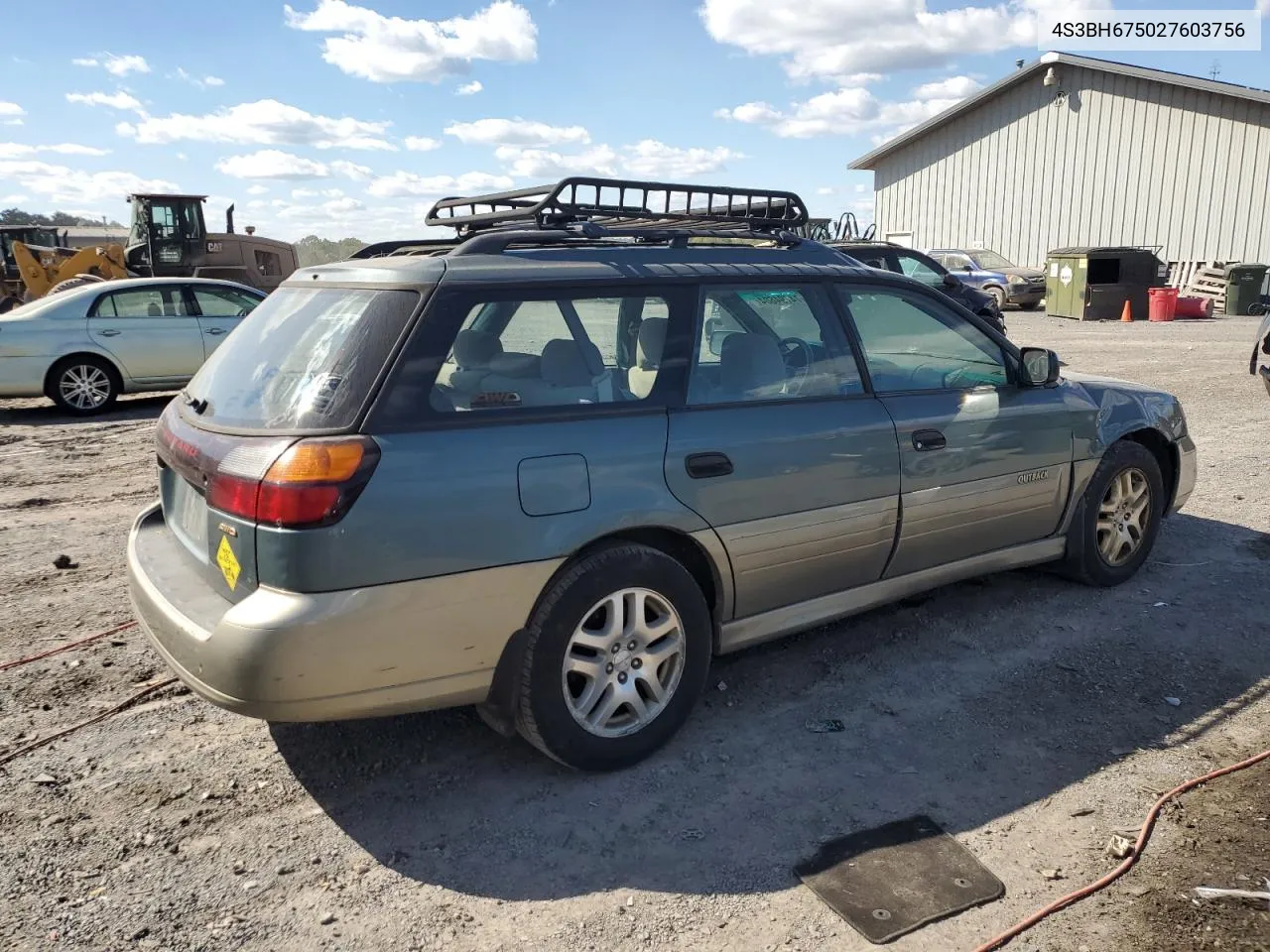 2002 Subaru Legacy Outback Awp VIN: 4S3BH675027603756 Lot: 74794604