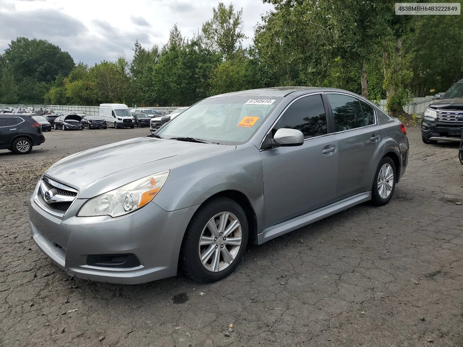 2011 Subaru Legacy 2.5I Premium VIN: 4S3BMBH64B3222849 Lot: 67345414