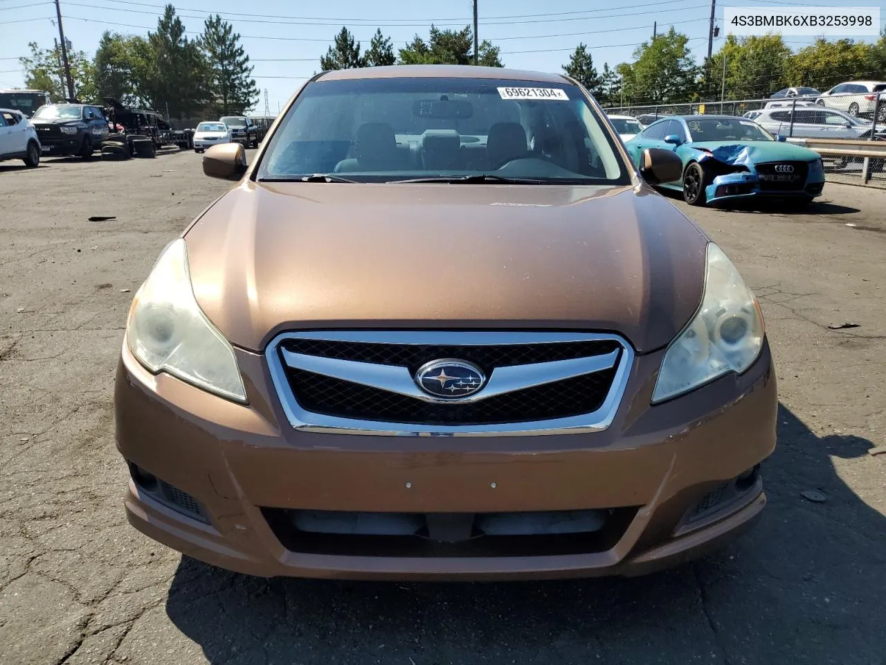 2011 Subaru Legacy 2.5I Limited VIN: 4S3BMBK6XB3253998 Lot: 69621304